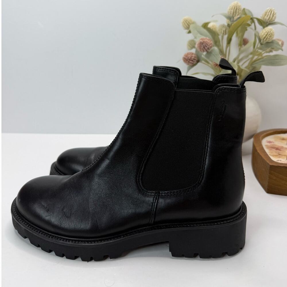 Vagabond Kenova Leather Lug Sole Chunky Chelsea Boot Black Women EU 39/8.5